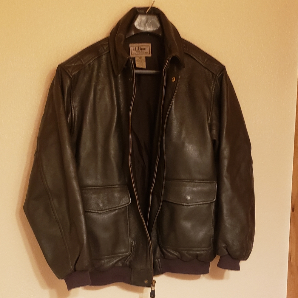 LL Bean Leather Flying Tiger Jacket
